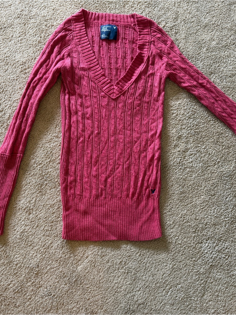 Vintage American Eagle Cable Knit V-Neck Sweater